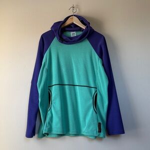 Melanzana Purple and Teal Microgrid Hoodie - Women’s Large